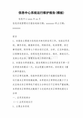 信息系统运行维护服务报告